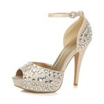 AJVANI high Heel Platform Peeptoe gem Ankle Strap Sandals Shoes Size 6 39