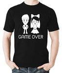 Witty Fashions Game Over Funny Wedding Announcement Engagement Party Men T-Shirt (Black, XX-Large)