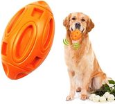 DEARLIVES YF Dog Ball Indestructible Dog Toys, Tough Rubber Dog Rugby Ball Dog Chew Toy with Squeaker for Aggressive Chewers, Large/Medium Breed Dog