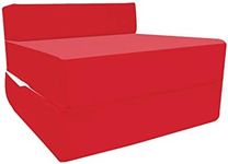 iStyle Mode Fold Out Guest Chair Z Bed Futon Sofa Comfortable Supreme Quality Foam for Adult and Kids Lounger Mattress (Red)
