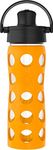 Lifefactory 16-Ounce Glass Water Bottle with Active Flip Cap and Protective Silicone Sleeve, Marigold