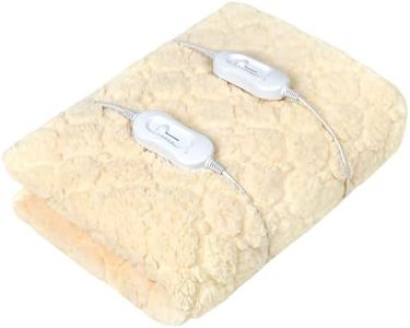 ADVWIN Queen Size Electric Blanket, Cotton Fluff Heated Mattress Pad with Dual Control, 3 Heating Settings, Machine Washable, Adjustable Heating Area, 202x153cm, Beige