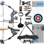 wolfman Archery Compound Bow Set Adults 20-70 LBS, Draw Length 24"-30", Hunting Bow with All Accessories for Archery Hunting Target Shooting practice LRT/RTH (Black LRT)