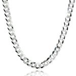 Sterling Silver Italian 5mm Diamond-Cut Cuban Curb Link Chain Necklace for Men Women, Metal