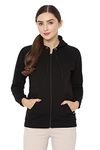 Allen Solly Women's Synthetic Hooded and Crew Neck Regular Sweatshirt (AHSTCRGFU65713_Black_Medium_Black_M)