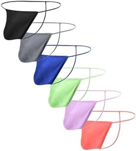 JINSHI Men's Silk G-String Thong Athletic Low Rise T-Back Multicolor M
