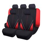 Flying Banner Universal Breathable Mesh Cloth Car Seat Covers Full Set Airbag Compatible Cushions Protector (Black and Red)