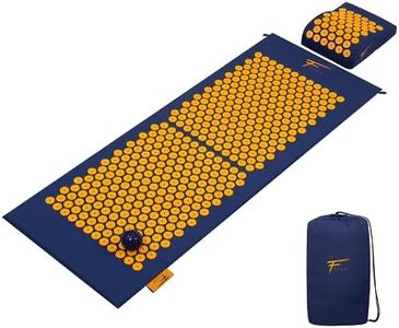 Kit d'acupression XL Fitem - Tapis d'Acupression + Coussin + Boule de Massage - Soulage douleurs Dos et Cou - Sciatique - Massage dos - Relaxation Musculaire - Récupération post-sport (Bleu-orange)