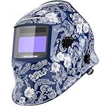 ARCCAPTAIN Welding Helmets Auto Darkening, 1/1/1/1 Top Optical Clarity Welding Mask, 4 Arc Sensor, True Color Ultra Light Welding Hood with Adjustable Shade 4/9-13, Flower Design