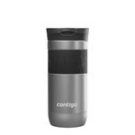 Contigo Byron Snapseal Travel Mug | Stainless Steel Thermal-Mug | Insulated Coffee to go Cup | 100% Leakproof | Keeps hot for 7 Hours | Dishwasher Safe lid | 470 ml | Dark Stainless Steel