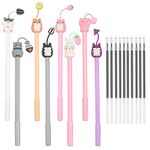 Pack of 8 0.38 mm Cartoon Gel Pens KiKiHong Cute Animals Gel Pen Black Ink Pens Cartoon Funny Pens for Students, Children, Office School Supplies (10 Refills)