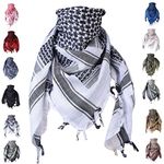 Shemagh scarf men & women tactical 100% cotton military head neck wrap shawl motorcycle hiking paintball face mask 42”x42”, White, One Size