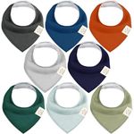 8-Pack Organic Baby Bandana Drool Bibs – Stylish Unisex Bandana Bibs - Super Absorbent Bandana Drool Bibs – Gentle Teething Bibs for Infants - Organic Cotton Baby Bib (Hunter)