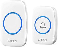 Wireless Doorbell, Plug and Play Waterproof Doorbell, Door Bell Operating Range Up to 1000 Feet, Chime with 5 Volume Levels and 60 Chimes, for Home Office Shops Classroom etc, 1 Receiver+1 Button (White)