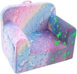 MeMoreCool Kids Couch Comfy Toddler Chair Plush Armchair, Baby Sofa Chair Soft Kid Foam Chair, Unicorn Children Chair Glowing Child Cozy Chair for Playroom Bedroom Furniture, Glow Sofa Colorful