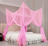 Mengersi 4 Corner Post Canopy Bed Curtains Twin Single to Twin XL Size Bed,Netting Curtains for Camping, Patio,Indoor Outdoor Net (80x40x80, Pink)