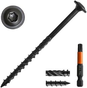 [Pack of 50] #14 x 4" Wood Structural Lag Screws, Black Coated Torx/Star Drive Heavy Duty Construction Wood Screw, Modified Truss Washer Head, Star Drive Bit Included.