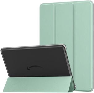 MoKo Case for Amazon Fire HD 10 Tablet (13th Generation, 2023 Release) 10.1", PU Leather Trifold Stand Cover for Fire Tablet 10 2023 with Transparent Frosted Backshell, Auto Wake/Sleep, Agave Green