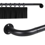 Yorkshire Bedding Curtain Poles Metal Extendable Adjustable Curtain Pole Room Darkening Blackout Curtain Rod with Curved Pole (Matte Black, 120-210cm (48 to 83 Inch))