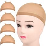 BAERFIT Light Brown Stocking Wig Caps Stretchy Nylon Wig Caps for Women Blonde Lace Front Wigs Hair Cap - 4pcs