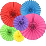 Yosawa 6Pcs Paper Fan Flowers Hanging Paper Fans Decoration for Birthday Wedding Christmas Graduation Theme Party （Color）