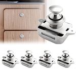 Push Button Drawer Lock,15-18mm Keyless Push Button Door Lock for RV Boat Yacht Campervan Cupboard Door Cabinet (5pc Silver)