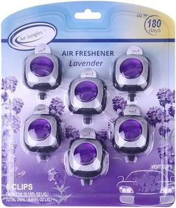 Air Jungles Lavender Scent Car Air Freshener Clip, 6 Car Freshener Vent Clips, 4ml Each, Long Lasting Air Freshener for Car, Up to 180 Days Car Refresher Odor Eliminator