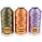 New brothreads -32 Options- Various Assorted Color Packs of Polyester Embroidery Machine Thread Huge Spool 5000M for All Embroidery Machines - Variegated Colors 1