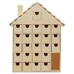 Christmas Advent Calendar 16" x 13" with Drawers | Pre Assembled Ginger Bread House Shaped | Unfinished Wooden Advent Calendar with Drawers | Ready to Decorate and Personalize | For DIY’ers & Crafters