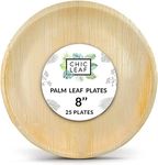 Streetfood Packaging: Exclusive 25-Pack 20cm Round Palm Leaf Plates | 100% Compostable & Biodegradable Bamboo Party Plate | Perfect for BBQ Parties | Complement with Paper Bowls and Wooden Cutlery