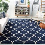 REYAZ HANDICRAFT; 'can Change The Floor Solid Extra Soft Shaggy Carpets (USA) Exported with 2.-Inch Thickness Carpets for Living Room 10 Feet by 13 Feet (Navy Blue Ivory)