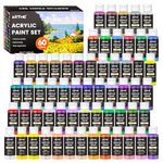 Artme Acrylic Paint Set, 60 Colors in 2oz/60ml Bottles, Non Toxic, Waterproof, Rich Pigments Acrylic Paint for Artists, Students, Beginners Painting on Rocks Canvas Wood Clay Fabric Ceramic Crafts