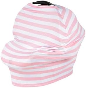 KissKiss HugHug Cover Me Multi-Use Baby Car Seat Cover, Nursing Cover for Privacy, Highchair Cover, Trolley Cover, Pram Cover (Pink Stripe)