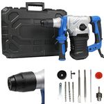 Electric Demolition Jack Hammer Concrete Drill Breaker Kit Jackhammer Tool 4 Function SDS Plus Rotary Hammer Drill, 1500W Corded Hammer Drill Power Impact Drill 6 Variable Speed, with Case