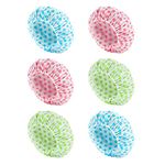 OWill Shower Cap, 6pcs Waterproof Reusable Bath Cap, Large Plastic Long Hair Eco Cap, Polka Dot, Women, Unisex, 28 cm