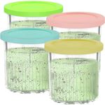 for Ninja CREAMi Deluxe Pints 4 Pack with Storage Color Lids, Replacement Containers Cups for Ninja Creamy NC501 NC501C NC500 Series Ice Cream Maker, BPA-Free & Dishwasher Safe (Blue/Pink/Lime/Yellow)