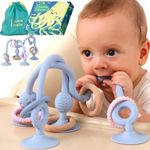 Jumble Jangle Baby Teething Toys – BPA-Free, Multi Purpose High Chair Toys for Babies: Suction Teething Relief with Sensory Toy Textures for Infants and Toddlers 0–24+ Months (Light Blue)