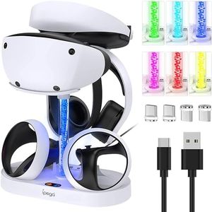 ELASO Charging Stand Multifunction Vertical Charge Dock Station Accessories for PlayStation VR2/PS5 VR/PS VR2 Headset Sense Controllers with RGB Light