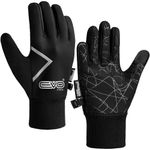 EVO Fitness Kids Thermal Winter Cycling Gloves Kids Ski Sports Bike Running Riding Hiking Tennis Gloves for Children Insolated Warm Touchscreen Anti-Slip Grip Footballs Mitts (Black, L (10-12 Years))