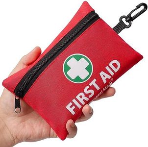 General Medi Mini First Aid Kit, 110 Piece Small First Aid Kit - Includes Emergency Foil Blanket, Scissors for Travel, Home, Office, Vehicle, Camping, Workplace & Outdoor (Red)