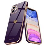 Teageo for iPhone 11 Case Cute Heart Pattern for Women Girls Slim Luxury Bling Plating Soft TPU Anti-Scratch Shockproof Bumper Phone Case for iPhone 11, Dark Purple