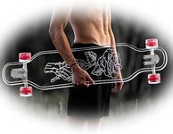 Ghost Long Board, 40 inchGhost Platypus Clear Longboard with Skeleton Hand Rose Design
