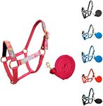 Tahoe Tack Patterned Nylon Mini Horse Halters with Padded Noseband and Matching 7’ Soft Grip Lead Rope - 6 Month Warranty