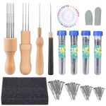 Yizzvb 127 Pcs Needles Wool Felting, 4 Sizes Felting Needles, Needle Felting Tools Wool Felting Supplies Kit with 3 Types Wooden Handles, Foam Pad, Needle Felting Starter Kit for Beginner Professional
