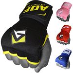 AQF Boxing Inner Gloves Hand Wraps Fist Padded Bandages MMA Gel Strap Mitts Kick Black, Blue & Red (Black, Small)