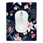 Cyanbone Small Mouse Pad Cute, Mini Mouse Pads for Wireless Mouse and Laptop, Travel Mousepad with Designs - Aesthetic Floral, Portable Mousepads with Non-slip Rubber Base for Women - 5.5 x 7 in