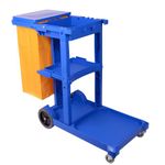 Viva Brite Janitorial Cleaning Trolley with Vinyl Bag and Lid - Blue