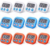 12 Pack Digital Kitchen Timer Large LCD Display Loud Alarm Strong Magnetic Stand, Minute Seconds Count Up Countdown and Simple Operation Timers for Cooking, Bathroom, Kids, Teacher, Classroom