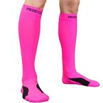 Meister Graduated 20-25mmHg Compression Running Socks for Shin Splints (Pair) - Pink - Large