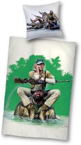 Terence Hill - Il coccodrillo e il suo ippopotamo - Set di biancheria da letto - Renato Casaro Edition - Bud Spencer (cuscino 80 x 80 cm/coperta 135 x 200 cm)